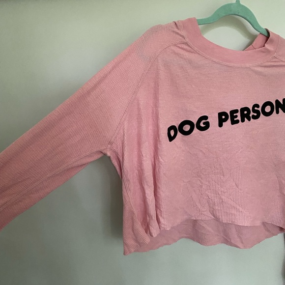 WILDFOX waffle knit pink “Dog Person” long sleeve - Picture 5 of 6